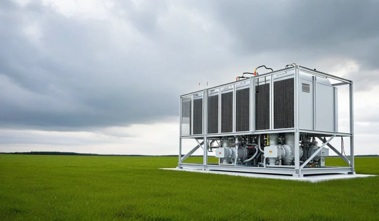 Direct air capture unit with pipework in a green field