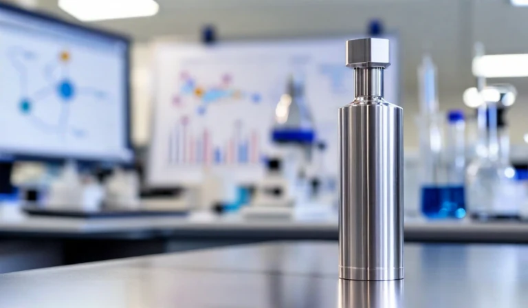 Solid-state hydrogen cylinder in a laboratory close-up